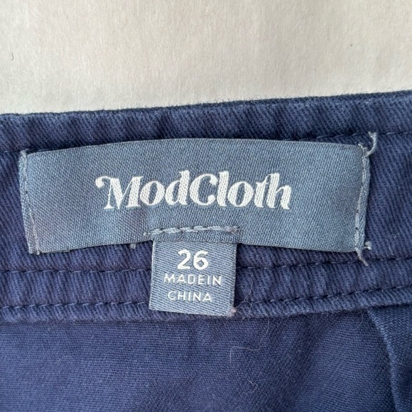 ModCloth Grammar Glam Navy Side Button Retro Mini Skirt Sz 26 Twee Retro - Picture 4 of 11